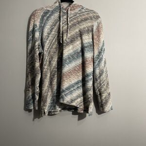 Christopher & Banks Women’s Artsy Casual Asymmetrical Striped Hoodie Pullover XL